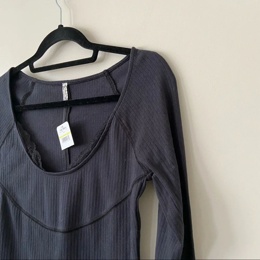 NWT-Free People Lace Layering Long Sleeve Top - Picture 6 of 11